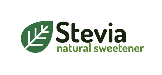 Stevia leaves symbol. Natural organic stevia sweetener substitute isolated on white background. Eco icon for label, poster, badge, packaging design. Vector 10 eps