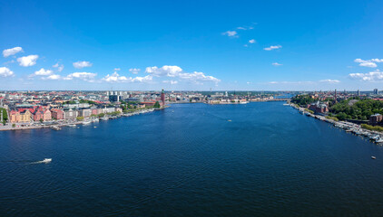 Fototapeta na wymiar Aerial view of Stockholm in a sunny summer day in Sweden