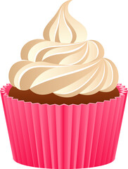 Sweet cupcake icon. Cream swirl cartoon dessert