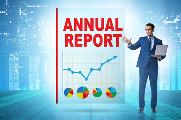 Businessman in annual report concept