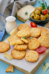 Savoury cheese biscuits crackers with parmesan