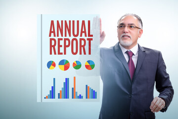 Businessman in annual report concept