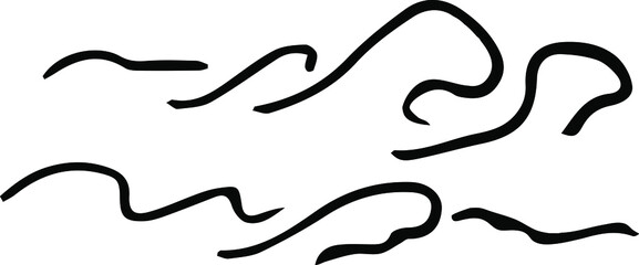 Waves illustration. Hand-drawn doodles illustration.
Line art.