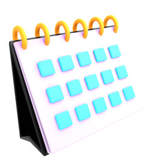 3d simple table calender isolated render illustration