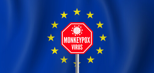 monkeypox virus outbreak european union banner vector illustration