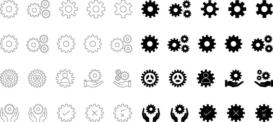 Different types of setting icons with fill and stroke