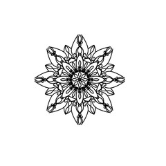 Easy mandala, doodle flower coloring pattern on white background
