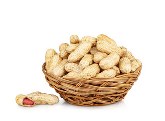 Peanuts basket isolated on a white background