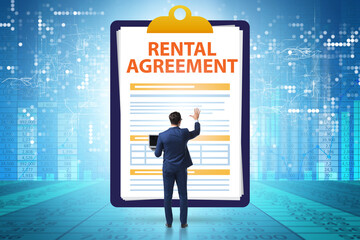 Rental agreement concept with businessman