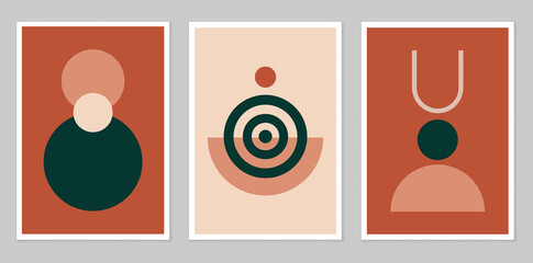 A set of abstract posters depicting simple figures.