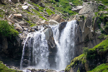 beautiful and spectacular waterfall can be seen enroute rohtang pass near manali, Himachal pradesh,...