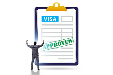 Visa application concept with businessman