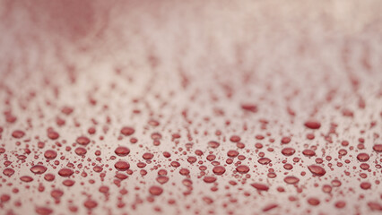 closeup shot of raindrops on red car with hydrophobic coating