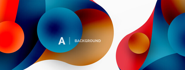 Flowing geometric shapes minimalist abstract background. Round shapes and circles. Wallpaper for concept of AI technology, blockchain, communication, 5G, science, business