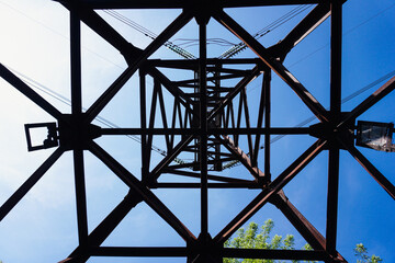 Electric metal tower, high-voltage line.