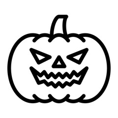 Scary Halloween pumpkin outline icon. Jack-o’-lantern line sign. Symbol of Halloween holiday in linear style. Editable stroke. 64x64 Pixel Perfect. Vector graphics
