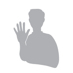 手を出して制止する男性のシルエットイラスト　グレー