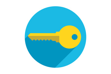Key icon for lock and open door in house. Safety and security protection symbol.