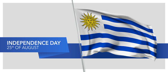 Uruguay independence day vector banner, greeting card.