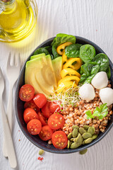 Diet salad in the fit version with buckwheat groats.