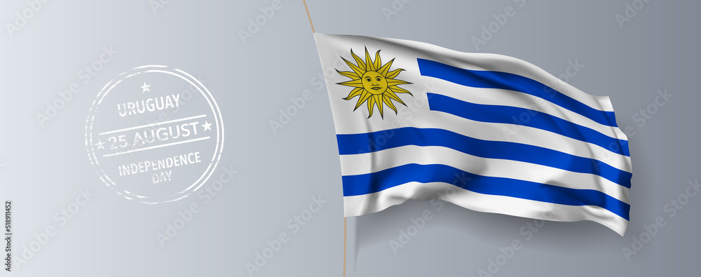 Wall mural uruguay happy independence day greeting card, banner with template text vector illustration