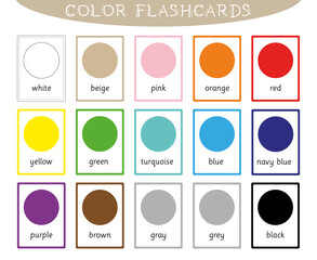 Color flashcards for kids, flash cards for preschool, kindergarten educational resource,  homeschool cards, English vocabulary for kids, back to school material