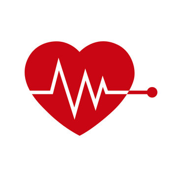 Heartbeat icon, Heart beat pulse symbol for logo, apps, UI and websites, Medical healthy concept, Isolated on white background, Vector illustration