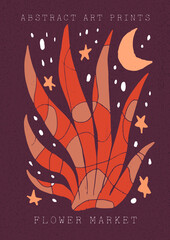 Modern A4 poster in a modern boho style hand-drawn. Suitable for poster, banner, printing, branding