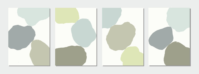 A set of abstract templates in grey, green and blue on cream background. - 518912635