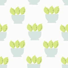 Cute seamless pattern with lemons on white background. - 518912663
