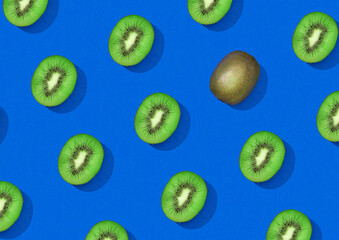 Kiwi fruits arranged in mesh pattern