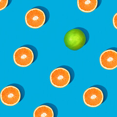 Orange with lime on blue background