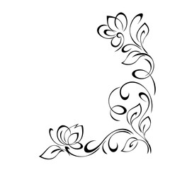 corner decor 28. decorative corner design with stylized flowers, leaves and curls. graphic decor