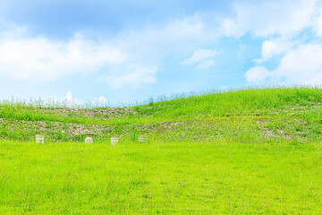Fototapeta premium 夏の沖出古墳 福岡県嘉麻市 Summer Okiide burial mound. Fukuoka-ken Kama city.