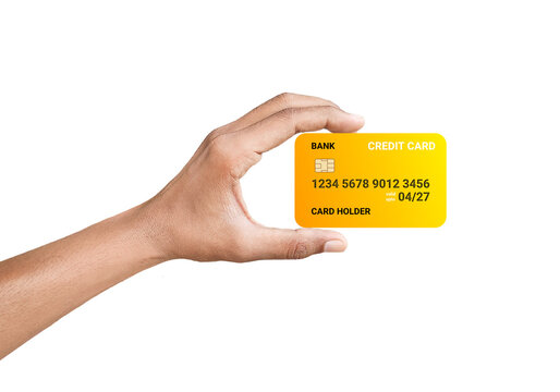 hand hold yellow credit card