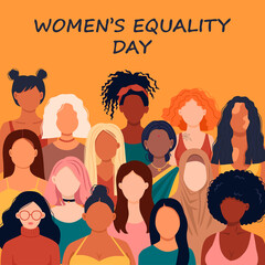 Women's Equality Day. Female holiday in United States, celebrated annually in August 26. Women right history month. Feminism concept. Vector illustration