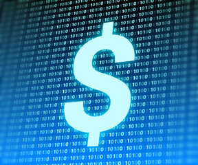 blue dollar sign isolated on digital background.