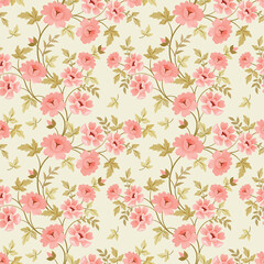 Blooming flowers design in sweet color seamless pattern for fabric  textile  wallpaper.