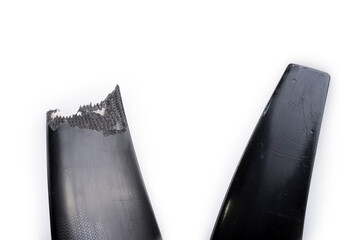 Broken parachute propeller on a white background