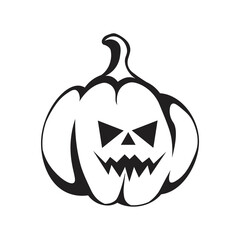  Halloween Pumpkin. Design for holiday decor. Outline of an evil and spooky pumpkin.