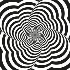 Black lines optical illusion, design element. Twisted black lines on a white background.