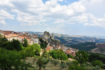 Fototapeta na wymiar Panoramic view of the Molise village of Pietracupa, Italy.