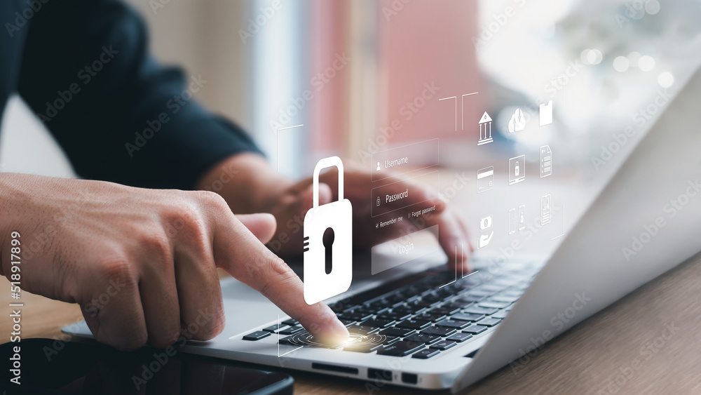 Wall mural cybersecurity concept, user privacy security and encryption, secure internet access future technolog