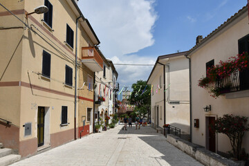 Fototapeta na wymiar A narrow street in Pietracupa, a mountain village in the Molise region of Italy.