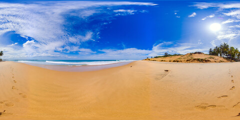 Tropical landscape with a beautiful beach.Baby Surf Point, Arugam Bay, Sri Lanka. 360 panorama VR. © Alex Traveler