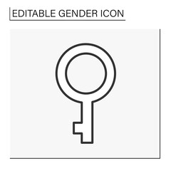  Demigirl symbol line icon. Person partially identifies as a girl. Symbol with half of the extending cross removed. Gender concept. Isolated vector illustration. Editable stroke