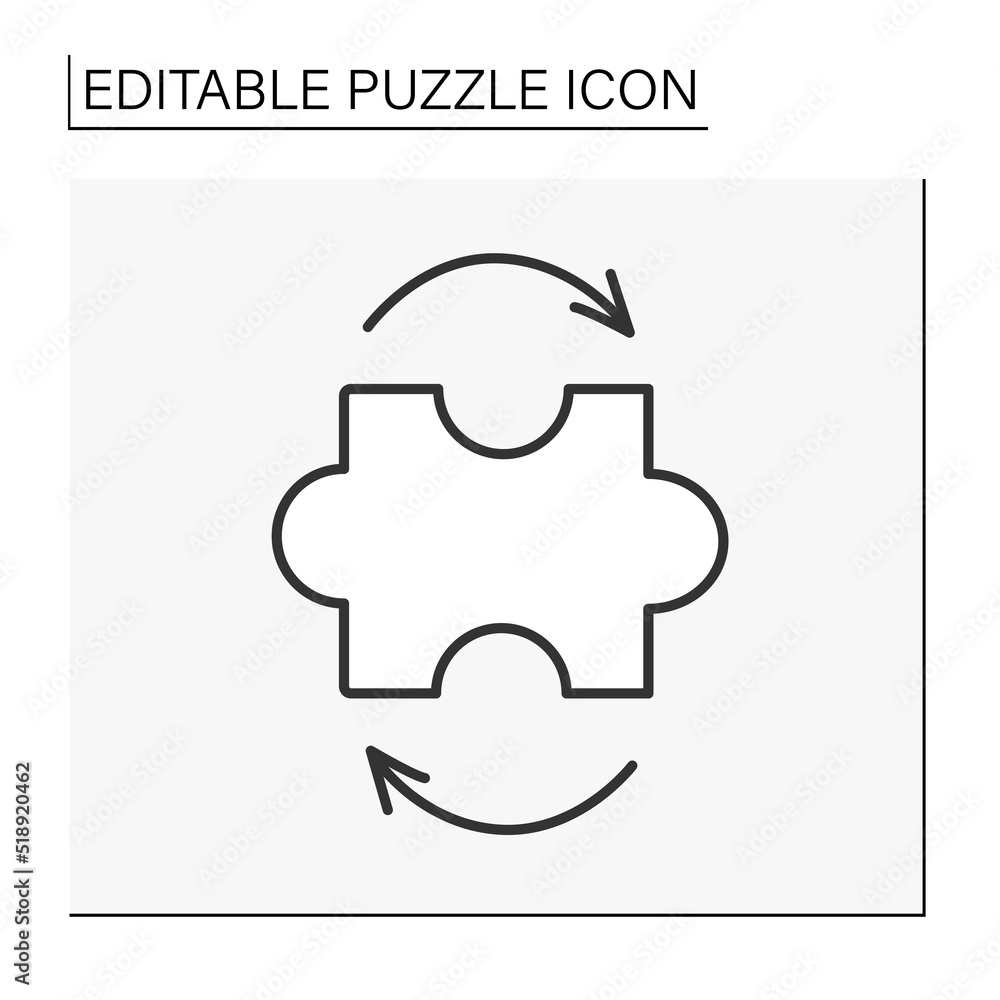Poster game line icon. gaming developed intellect. puzzle movement. puzzle concept. isolated vector illustr