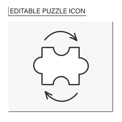  Game line icon. Gaming developed intellect. Puzzle movement. Puzzle concept. Isolated vector illustration. Editable stroke