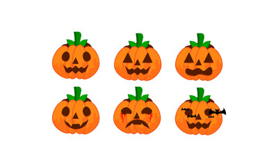 Halloween pumpkin head, scary pumpkin, vector pumpkin head icon