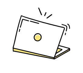 Laptop clipart doodle. Vector illustration in line style.